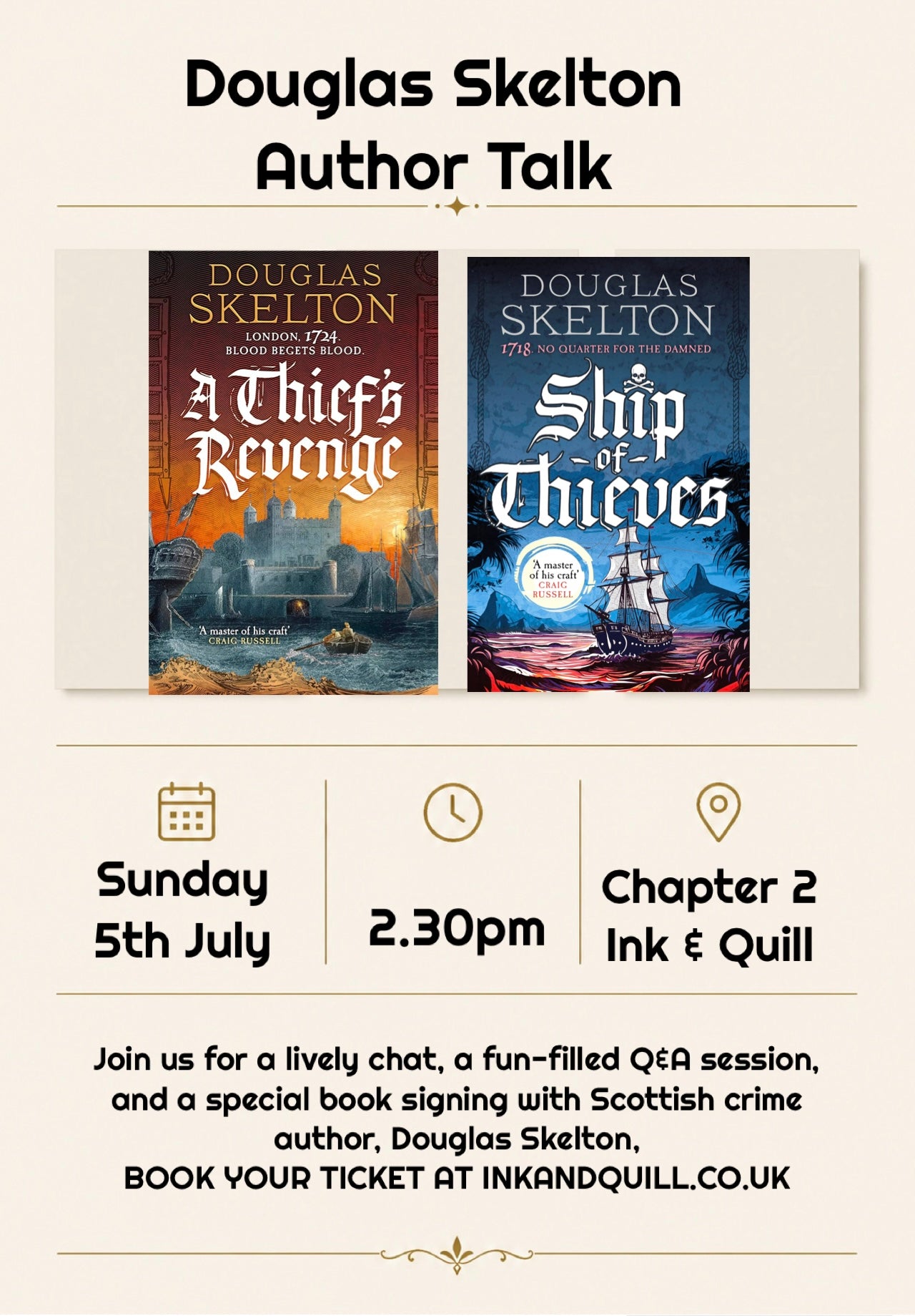 Author talk- Douglas Skelton, Scottish historical/crime