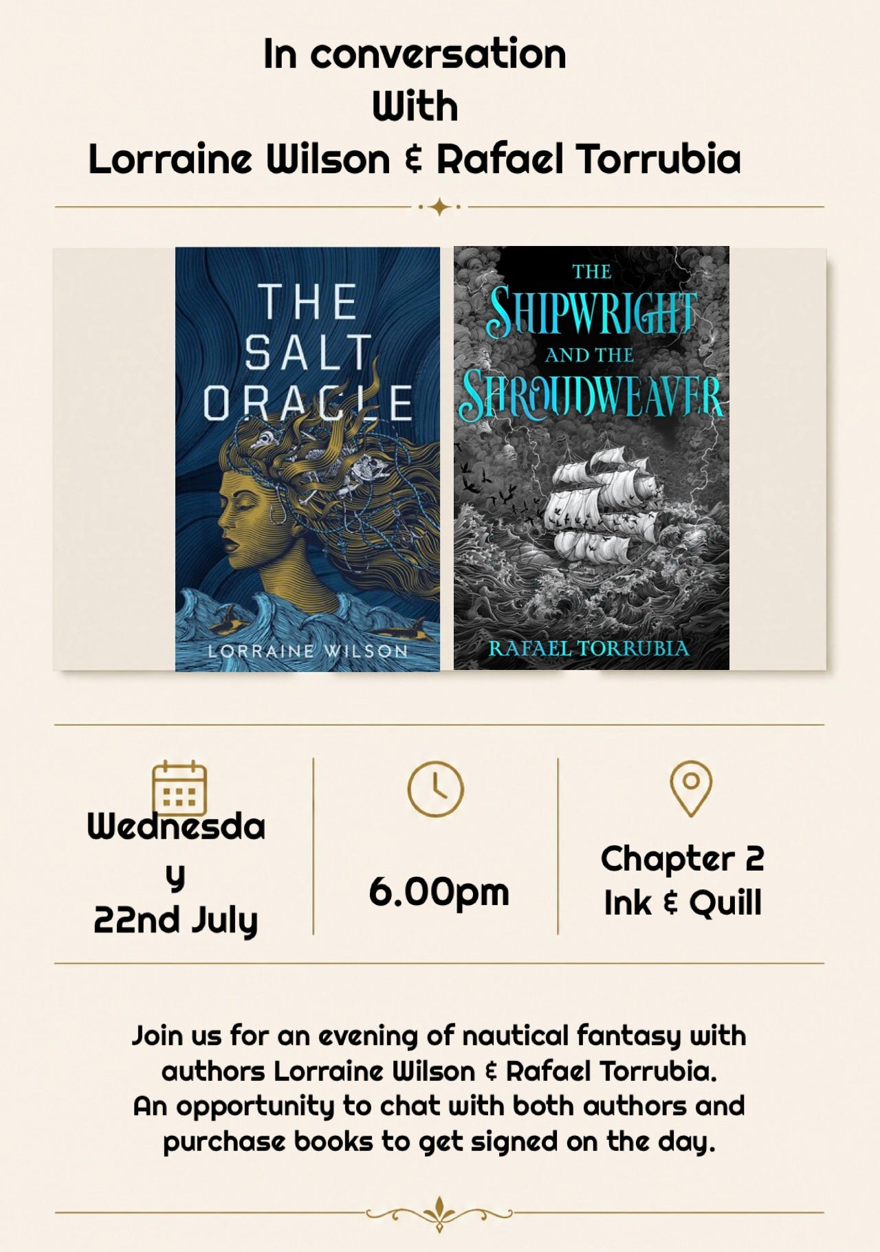 An evening with Rafael Torrubia & Lorraine Wilson- nautical fantasy