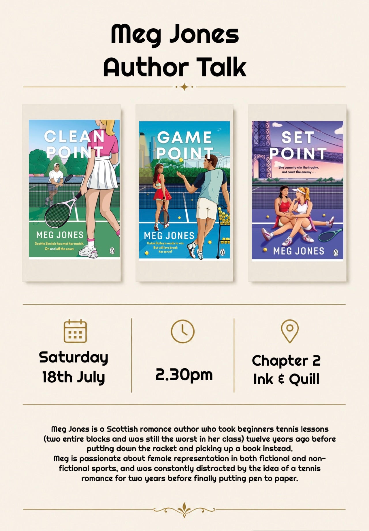 Meg Jones - author talk, romance