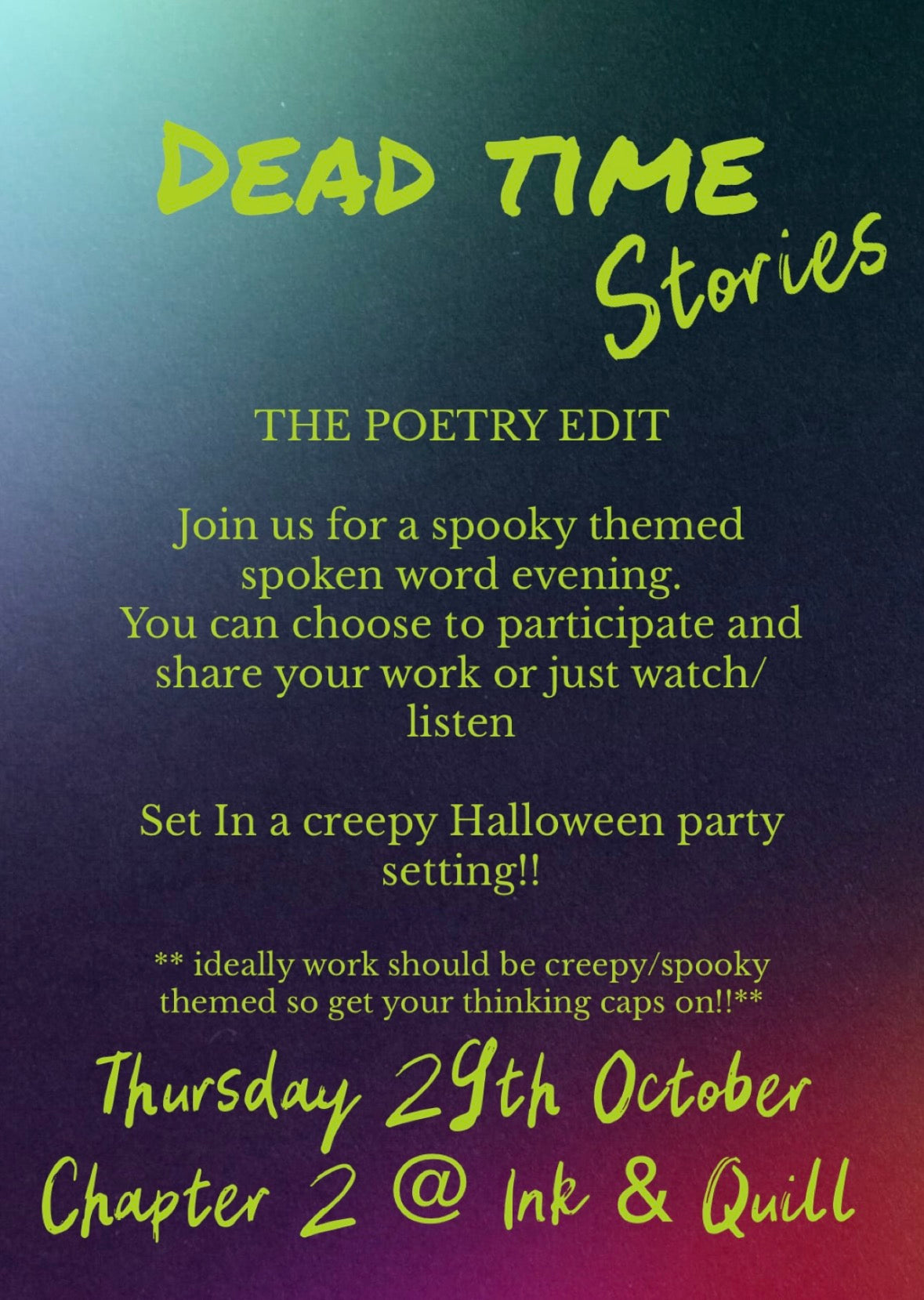 Dead Time Stories - poetry event