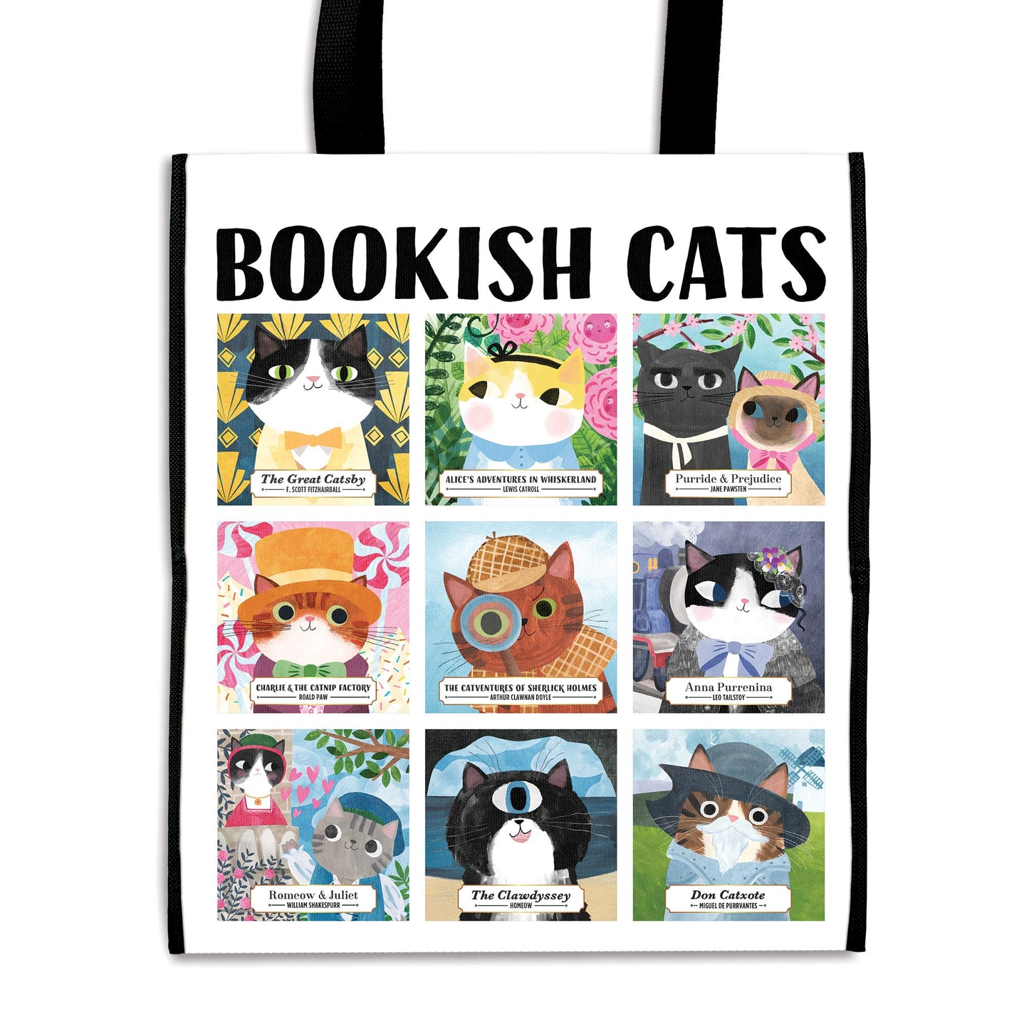 Bookish cats reusable bag