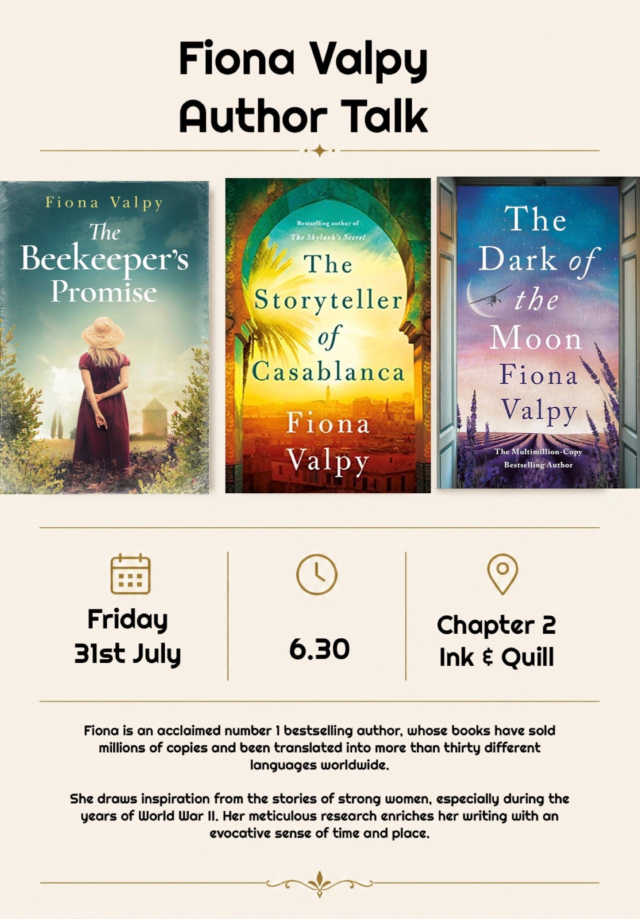 Fiona Valpy - Author talk, contemporary and historical fiction/romance