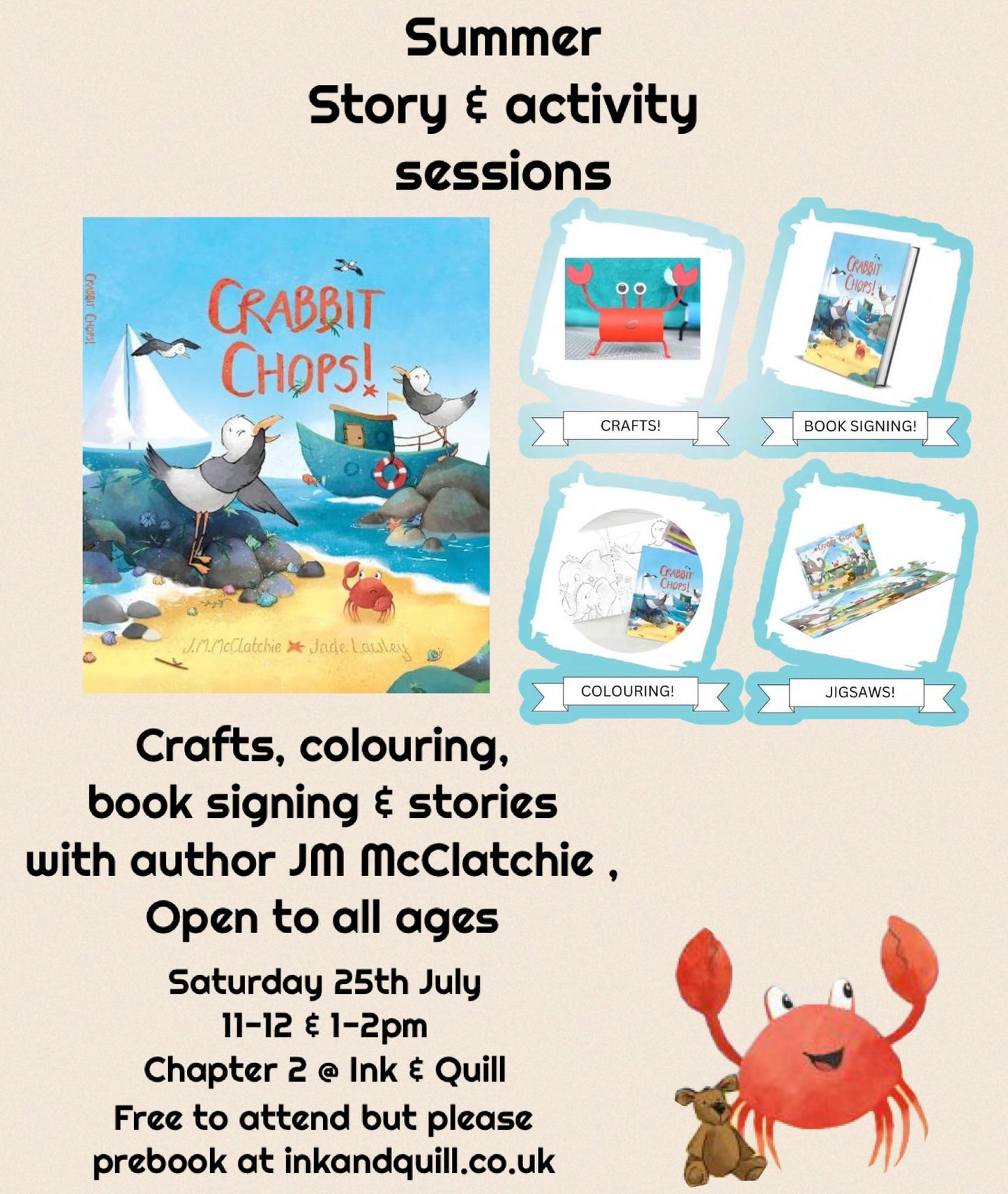 Summer story & activity sessions with author JM McClatchie