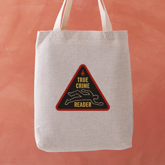 True crime reader tote bag