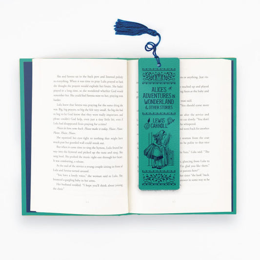 Deluxe vegan leather bookmark - Alice’s adventures in wonderland